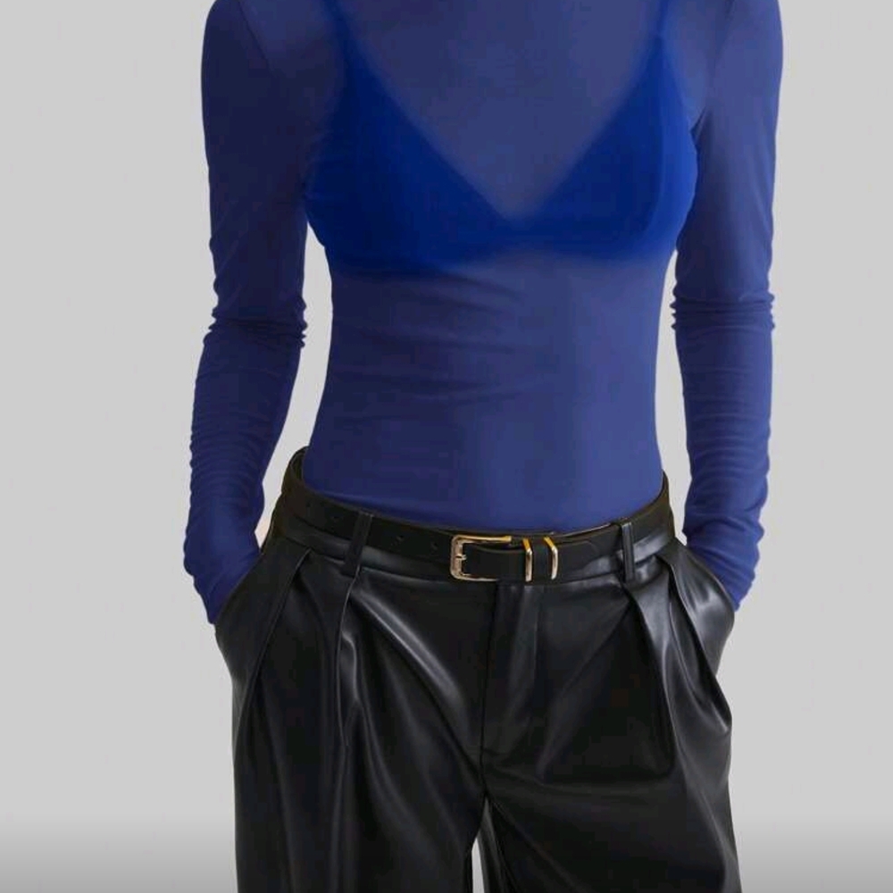 Women's Blue Turtleneck Top - Picture 3 of 6
